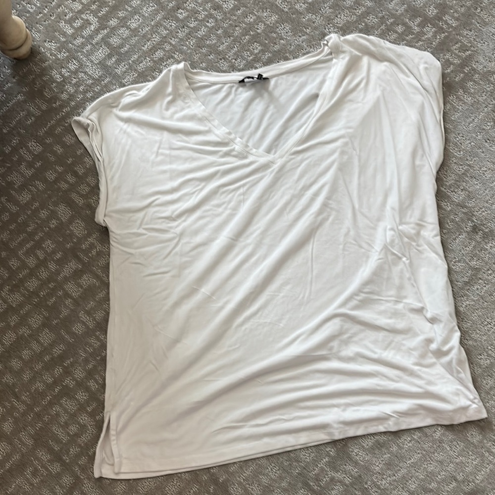 NIC+ZOE White Relaxed Cap Sleeve T-Shirt